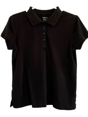 IZOD Polo Shirt Top Size Medium Or Small Black Short Sleeve Women’s 100% Cotton